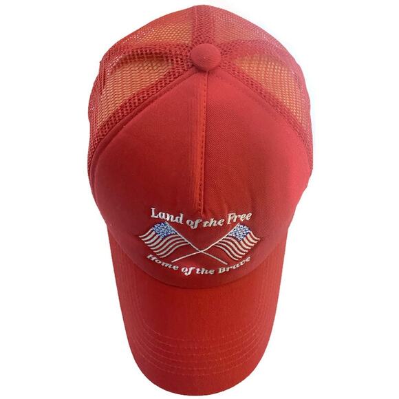 Land of The Free Home of the Brave Ball Cap Red Snapback Adjustable - Picture 6 of 8